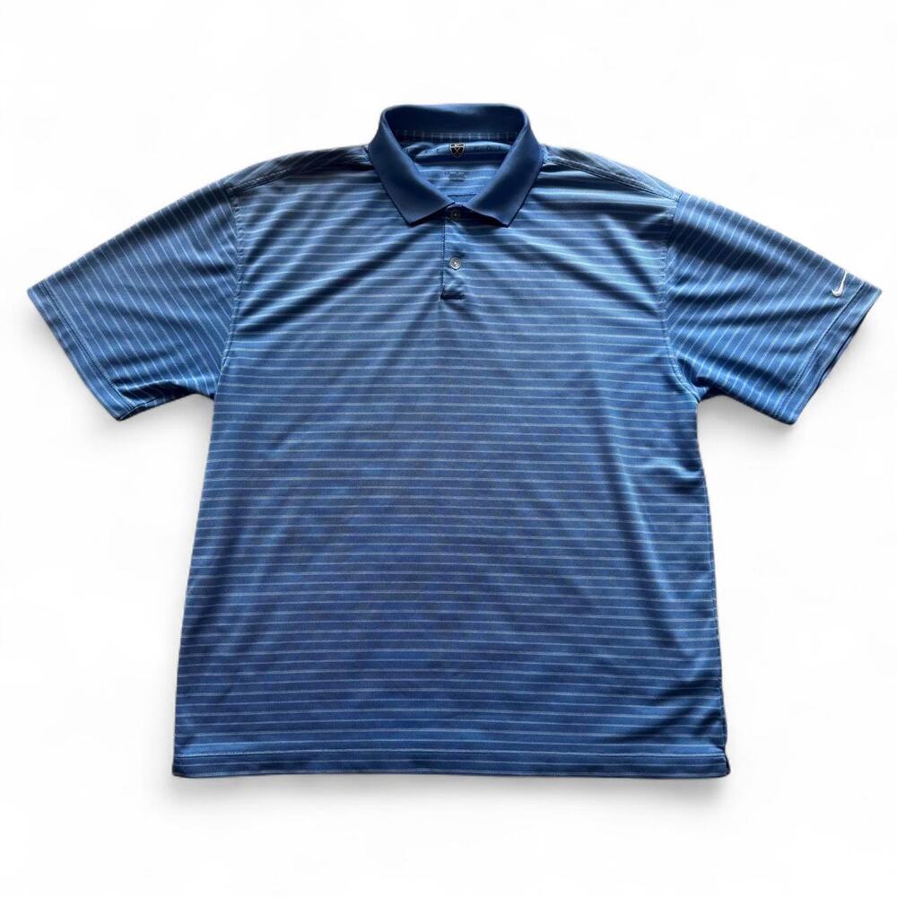 NIKE GOLF Blue Striped Performance Polo Shirt